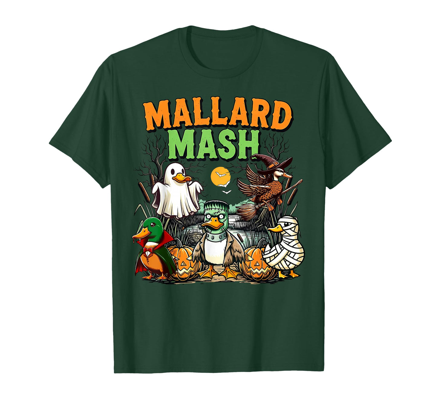Mallard Mash Funny Scary Duck Spooky Ghost Hunting Halloween T-Shirt
