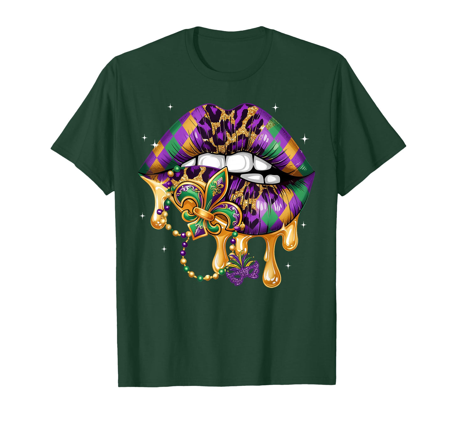 Mardi Gras Lip Women Girl Fleur De Lis Costume Funny T-Shirt