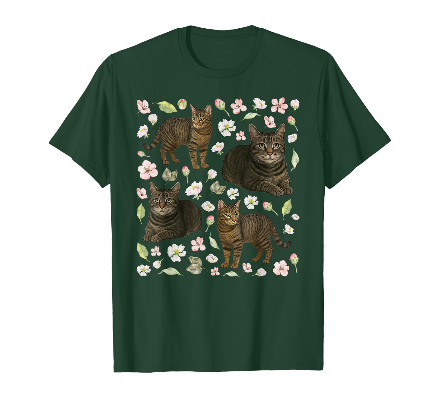 Gray Tabby Cat Owner Flowers Grey Tabby Cat Lover T-Shirt