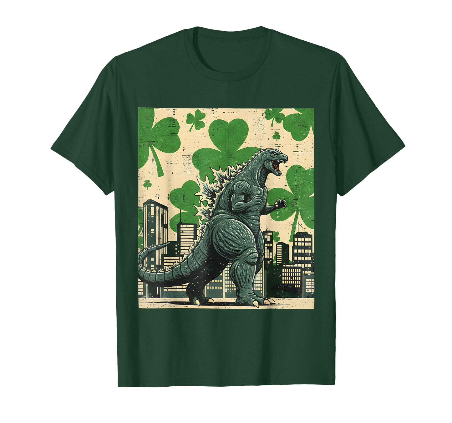 St Patrick Day Japanese Monster Shamrock Kaiju Men Women Kid T-Shirt