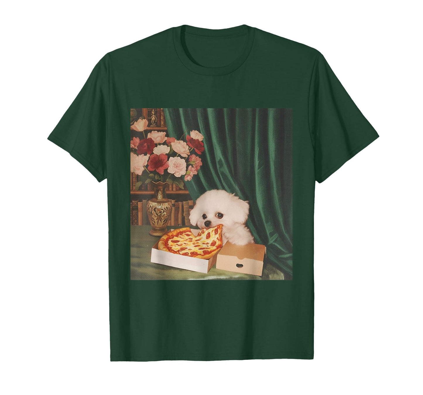 Retro Vintage Dog Eating Pizza Funny Dog Meme Men Women Kids T-Shirt