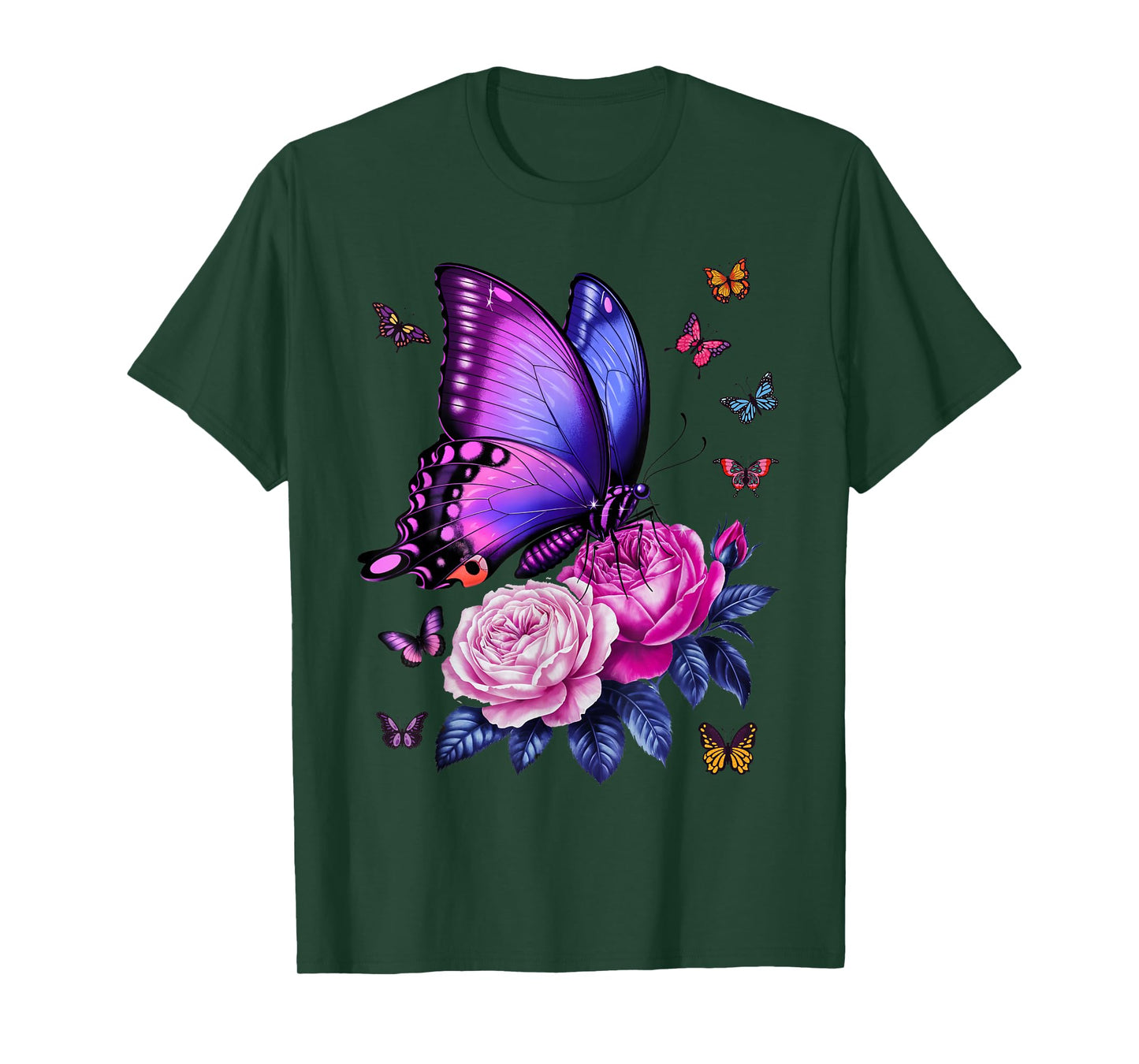 Beautiful Butterfly Purple Rose Butterfly Lovers Women T-Shirt