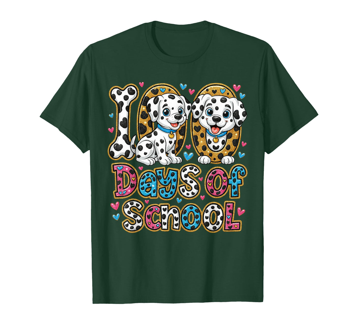 Preppy 100 Days of School Dalmatian Dog Teachers Kids T-Shirt