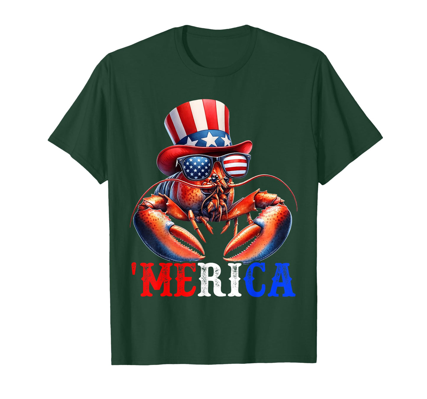 Merica Lobster Patriotic 4th of July Funny Kids Men Women T-Shirt