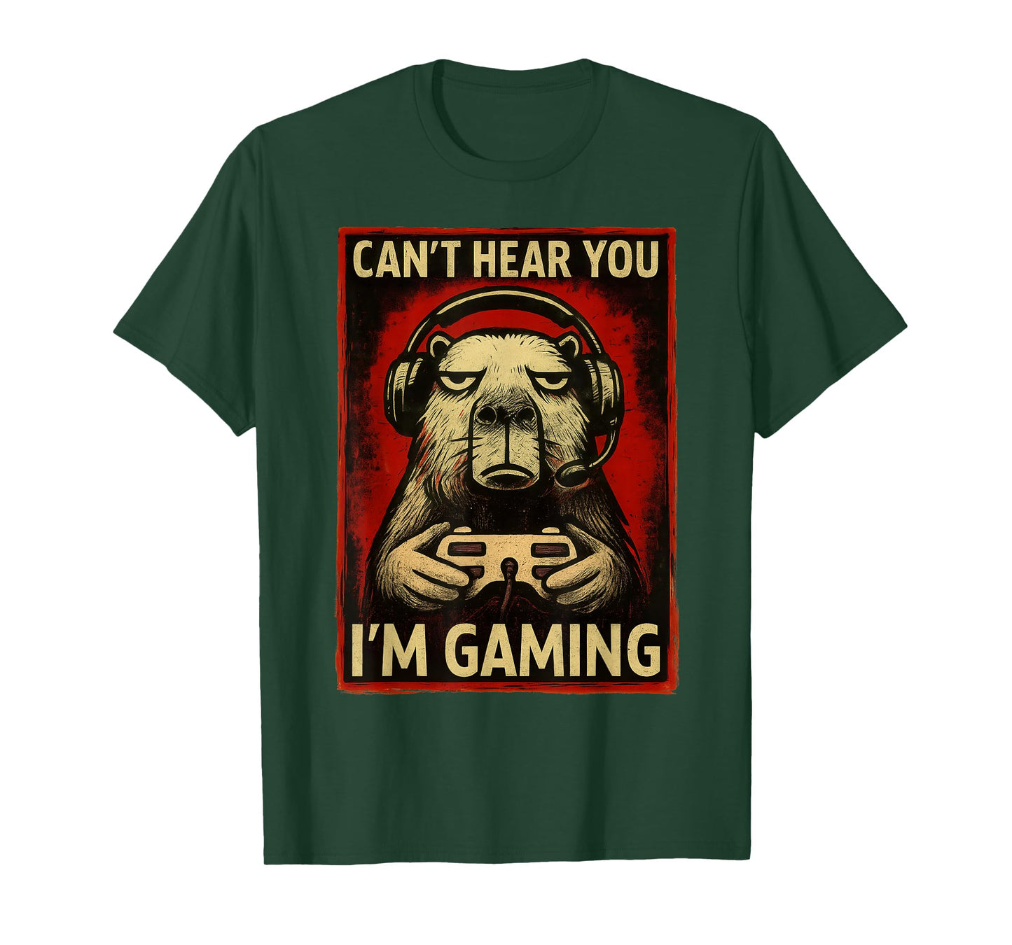 Funny Capybara Gamer Graphic Tee Men Boys Teens Video Gaming T-Shirt