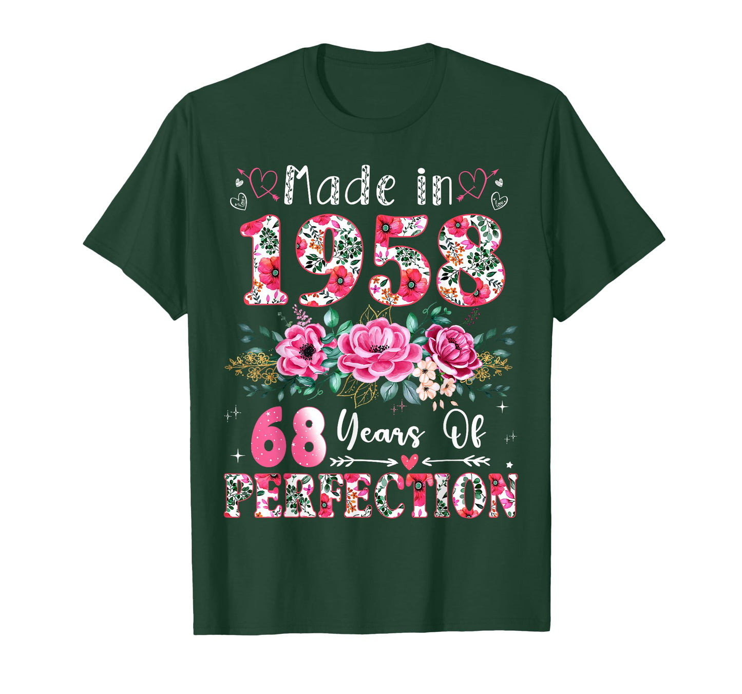 68 Year Old Made in 1958 Floral 68th Birthday Women T-Shirt