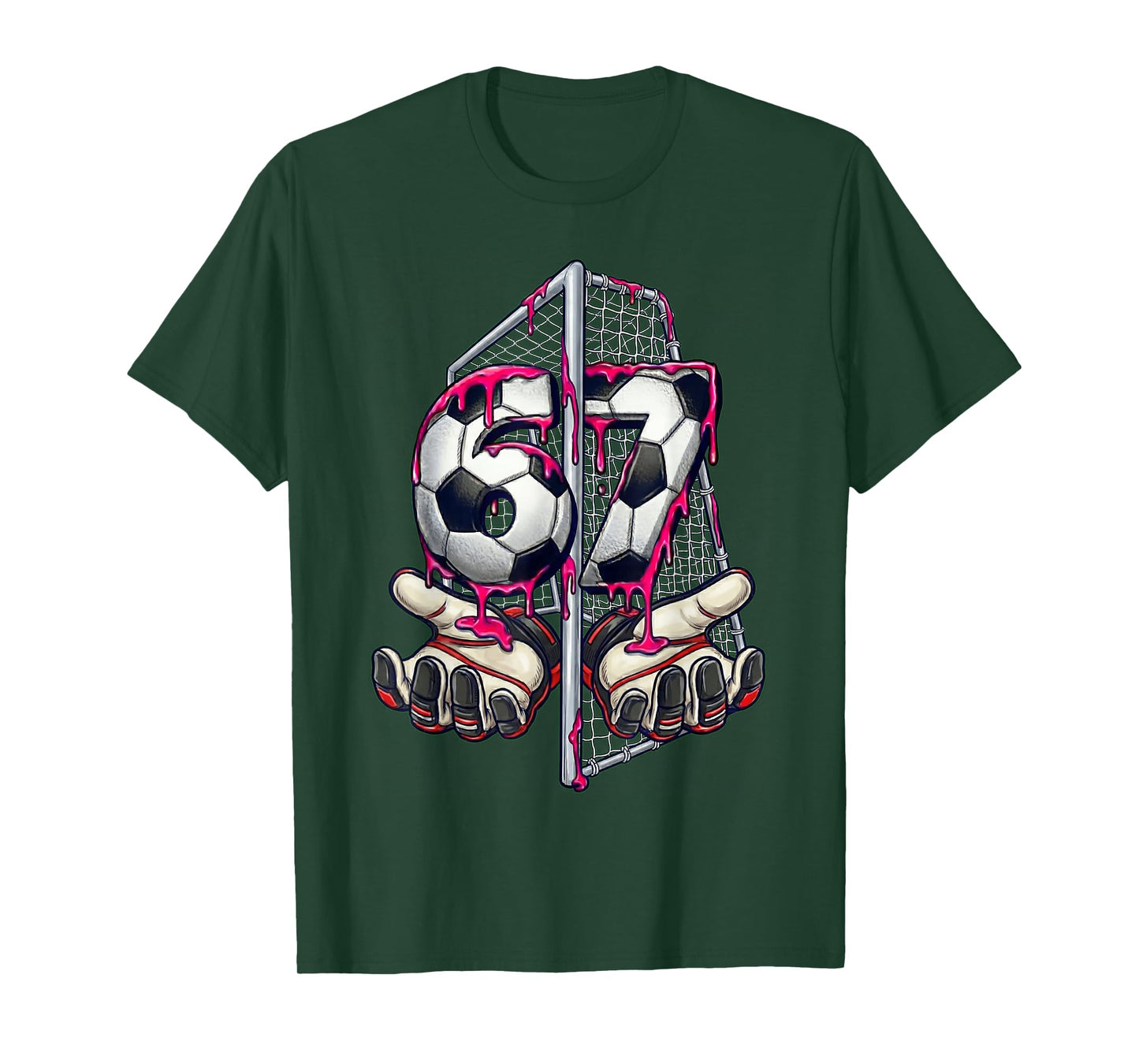 Soccer 67 Meme Funny Six Seven Gen Alpha Drip Goalie Gloves T-Shirt