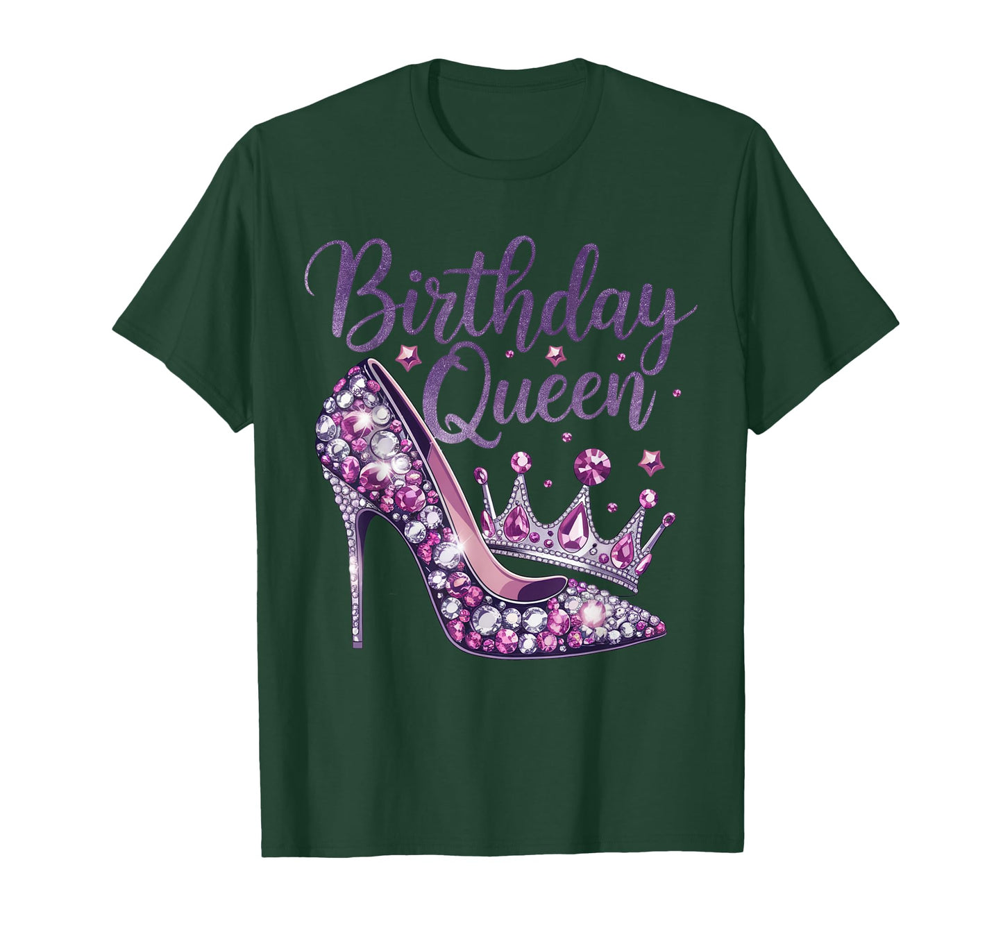 Birthday Queen with Purple Diamond Crown for Women T-Shirt