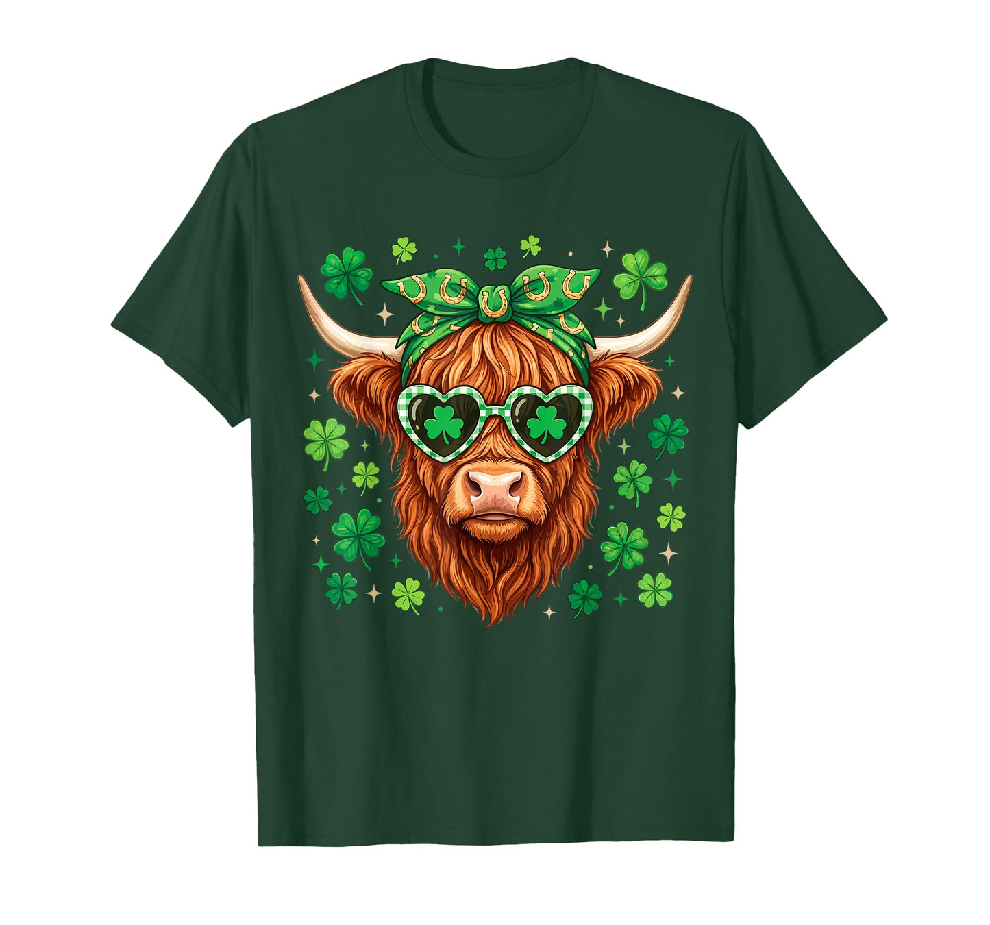 Highland Cow St Patricks Day Heifer Saint Pattys Women Kids T-Shirt