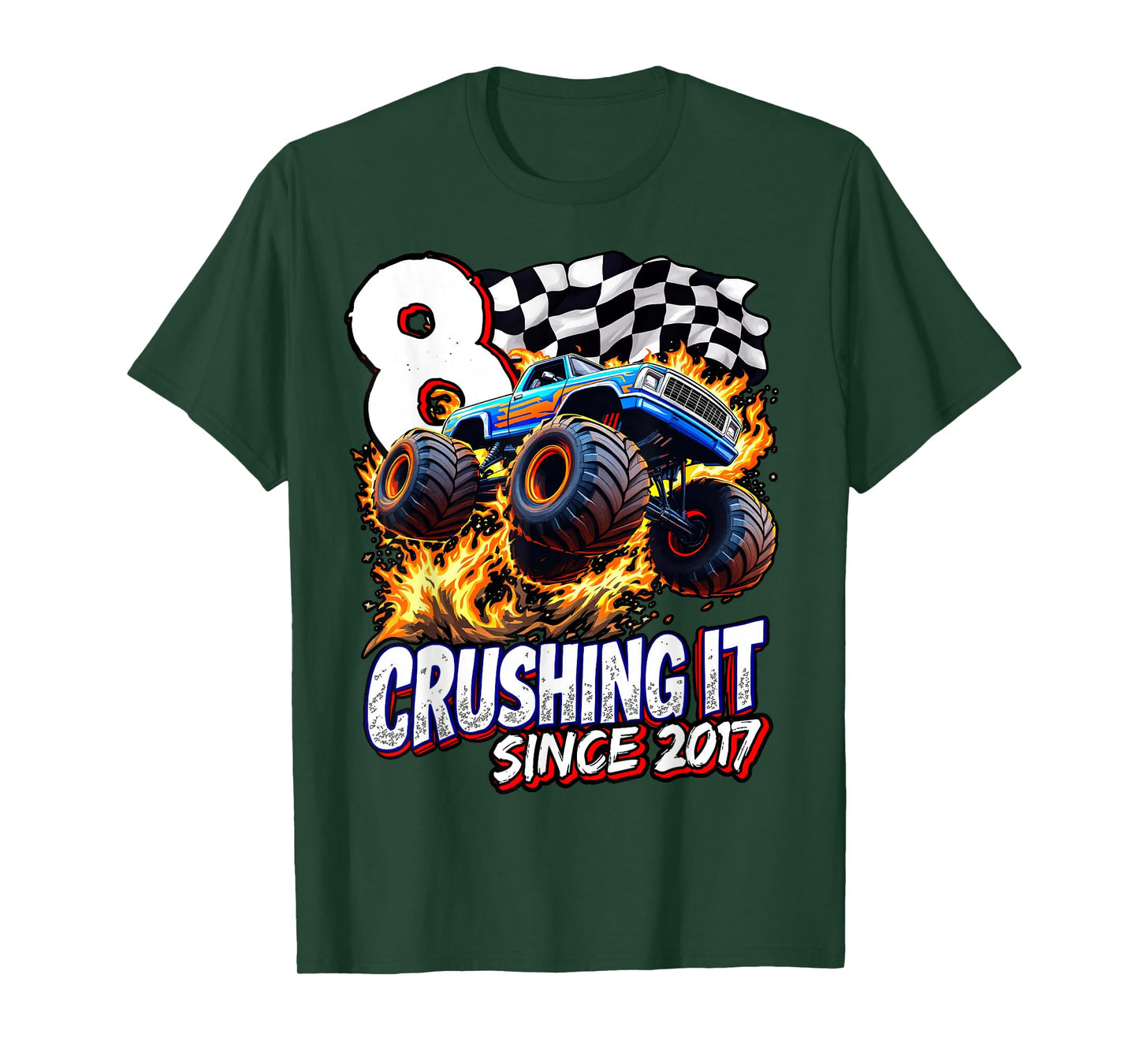 Birthday Monster Truck 8 year Old Boys 8th Party Born 2017 T-Shirt