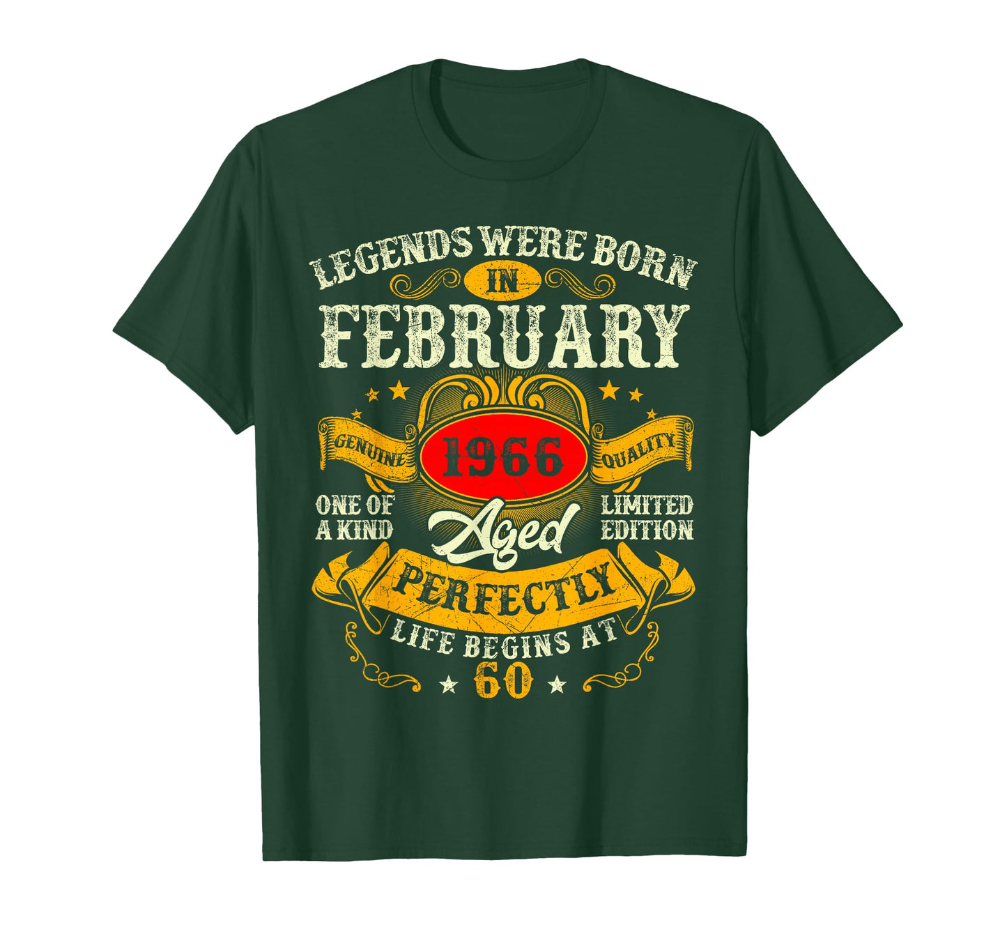 60th Birthday Vintage Legends were Born in February 1966 Men T-Shirt