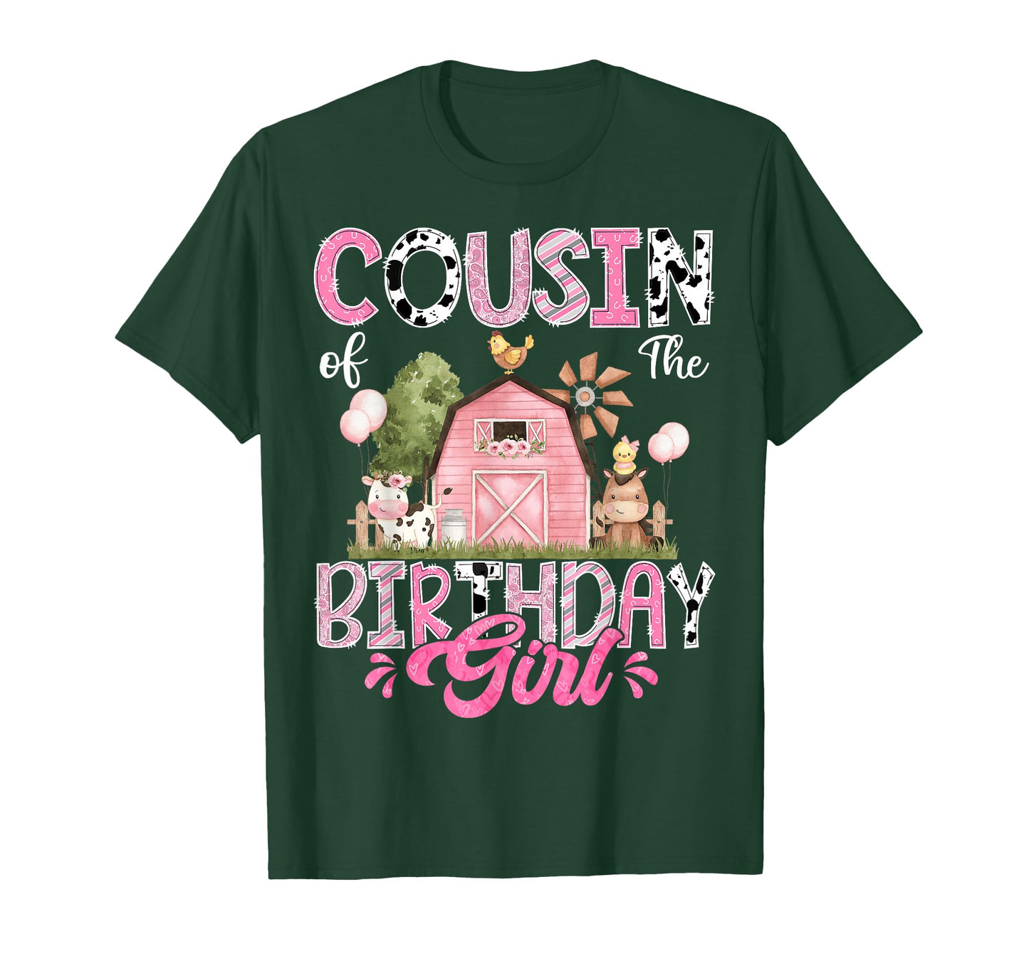 Cousin Of The Birthday Girl 1St Birthday Pink Cow Farm T-Shirt