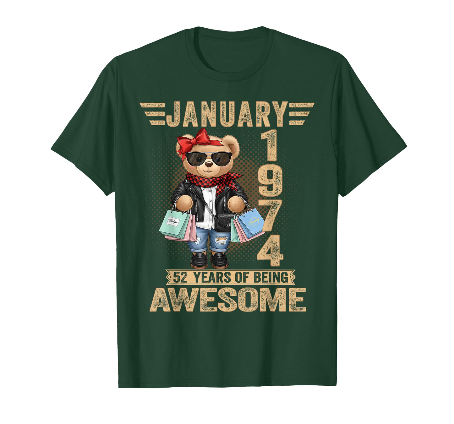 52 Year Old January 1974 Teddy Bear 52nd Birthday Women T-Shirt