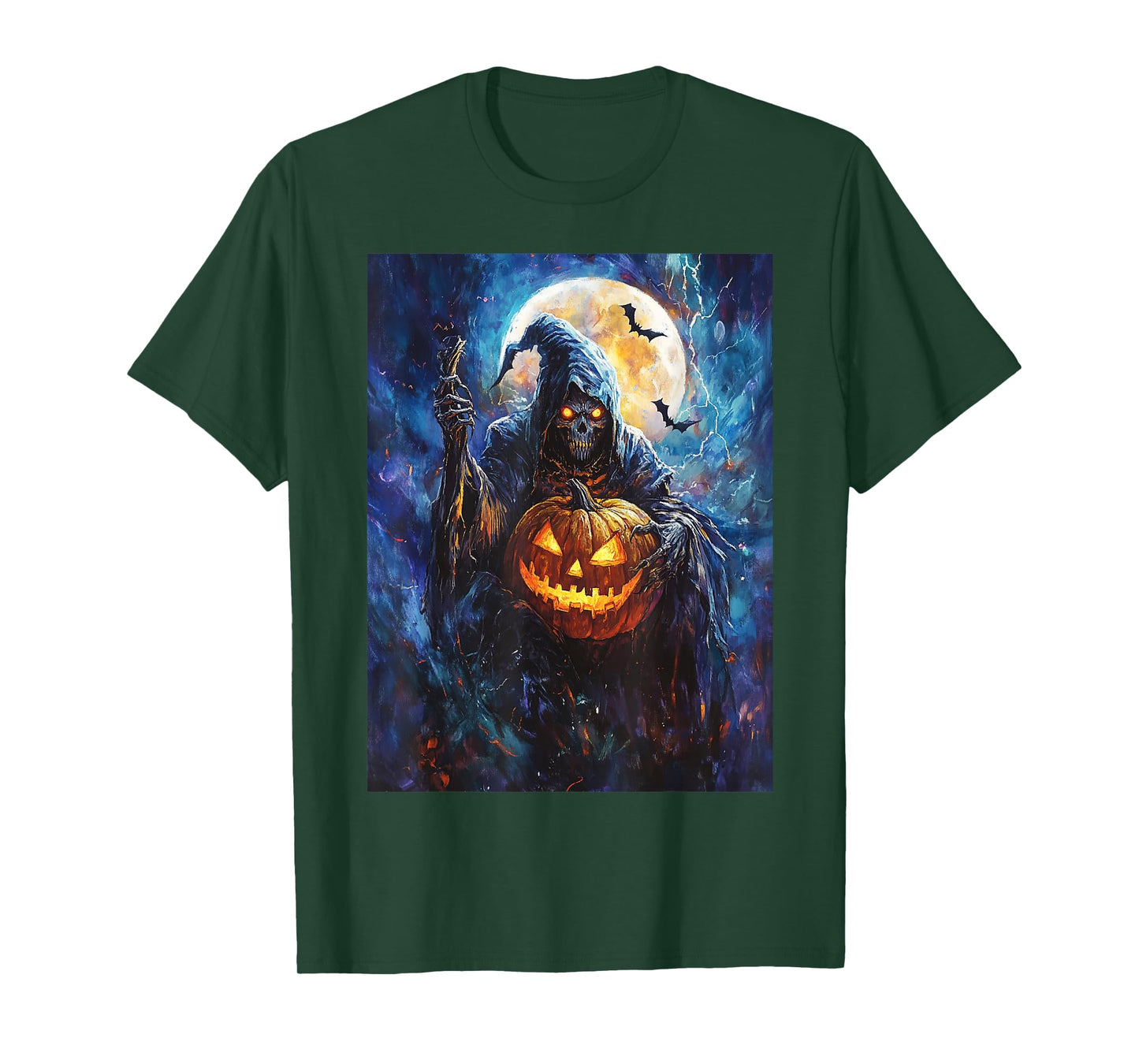 Halloween Spooky Pumpkin Design Scary Grim Reaper Halloween T-Shirt