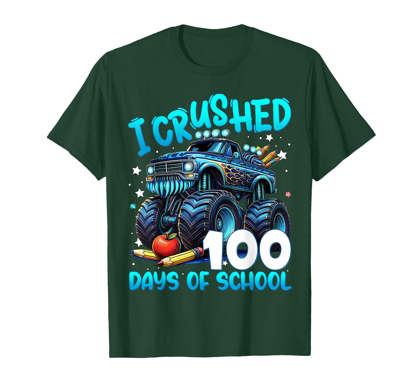 I Crushed 100 Days of School Monster Truck 100th Day Boys T-Shirt