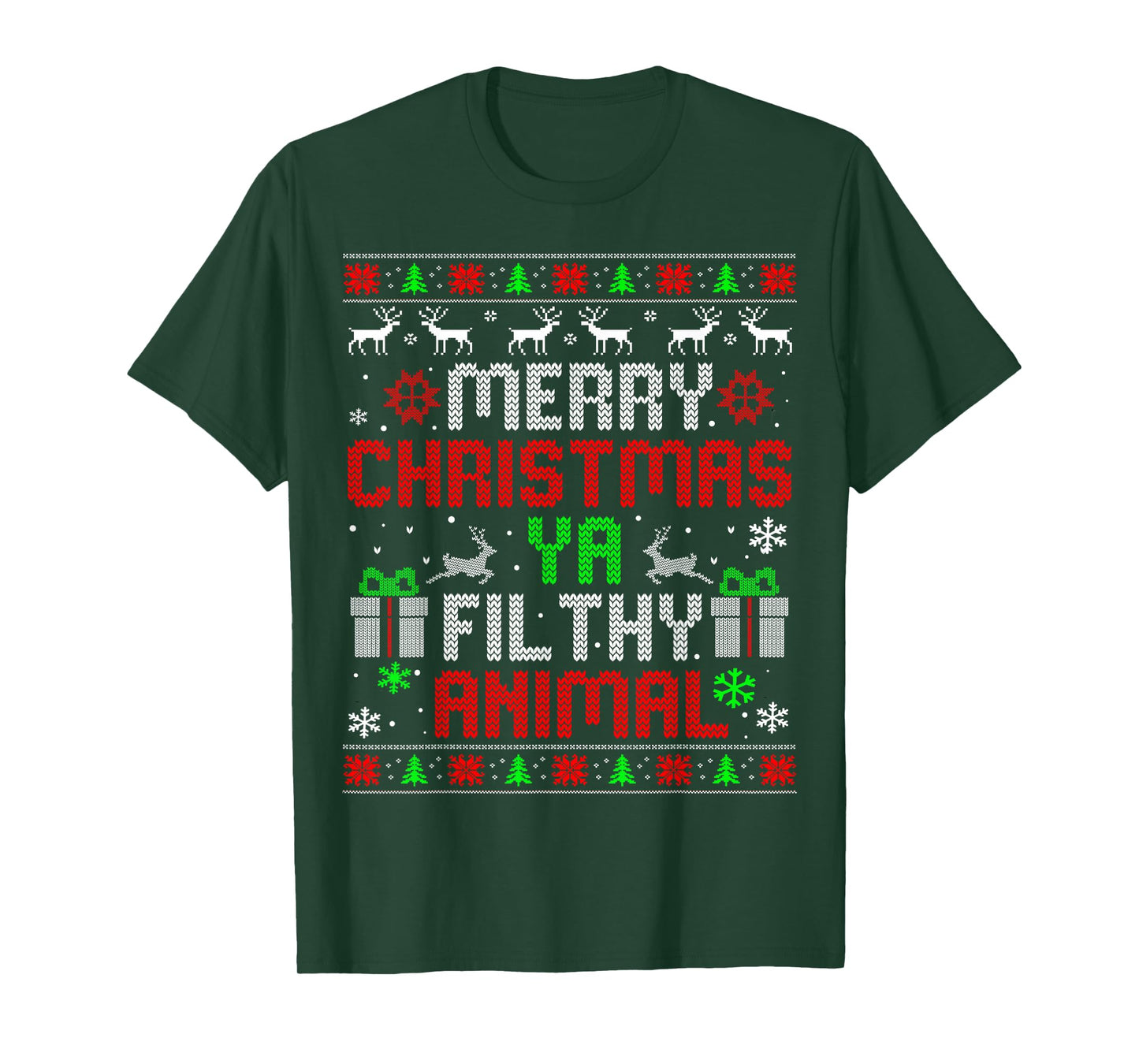 Merry Christmas Animal Filthy Ya Xmas Family Pajama T-Shirt
