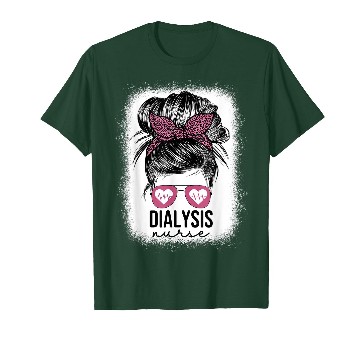 Dialysis Nurse Messy Bun Nephrology Nursing Kidney For Women T-Shirt
