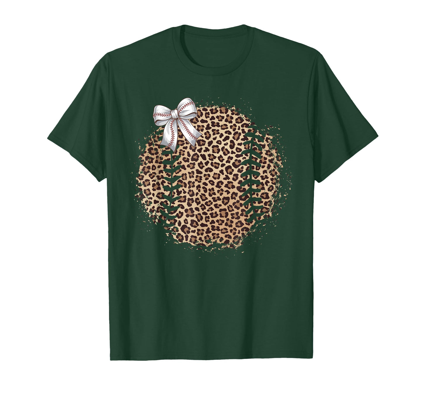 Baseball Mom Leopard Coquette Bow Baseball Mama Game Day T-Shirt