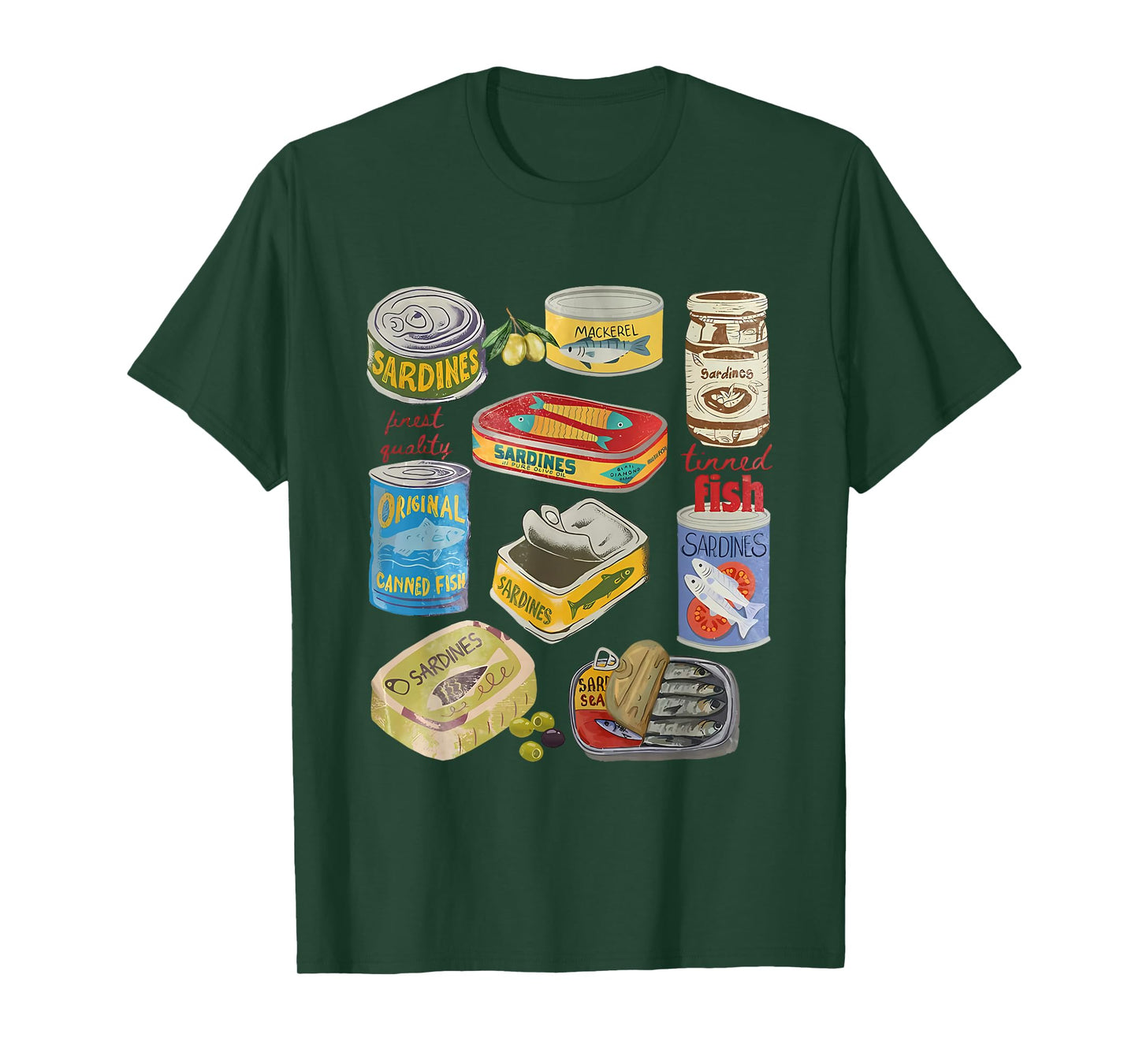 Sardine Tins Canned Fish Tins Funny Trendy Canned Fish T-Shirt