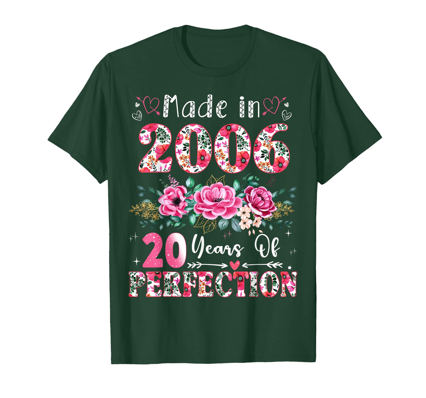 20 Year Old Made in 2006 Floral 20th Birthday Women T-Shirt