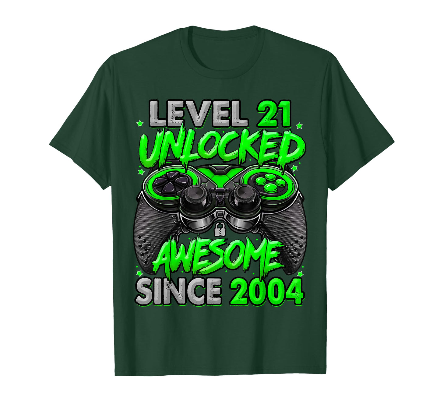 Level 21 Unlocked Awesome Since 2004 21st Birthday Gaming T-Shirt