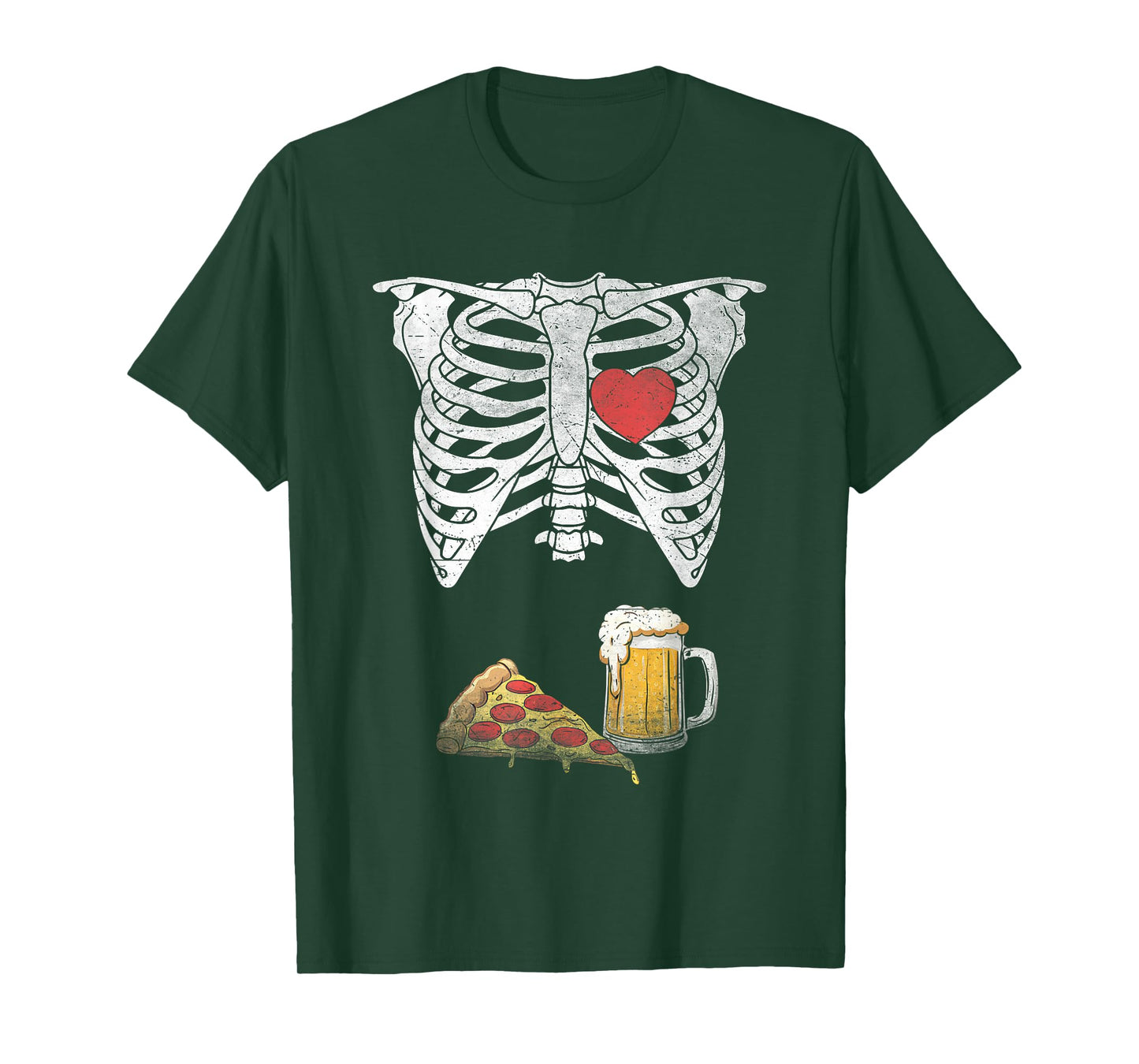 Dad Skeleton Halloween Beer Pizza Funny Pregnancy Couple Men T-Shirt