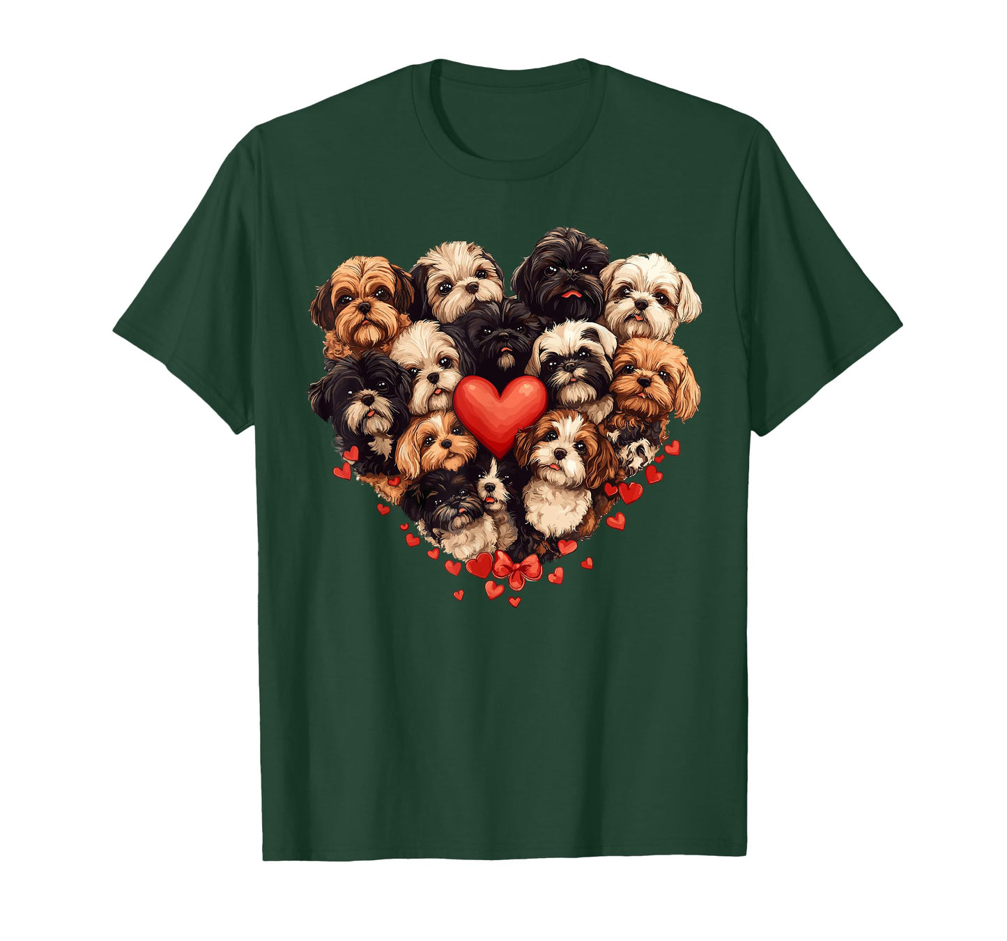 Shih Tzu Heart-shaped Cute Shih Tzu Valentines Day Dog Lover T-Shirt for Men Women Girls Kids