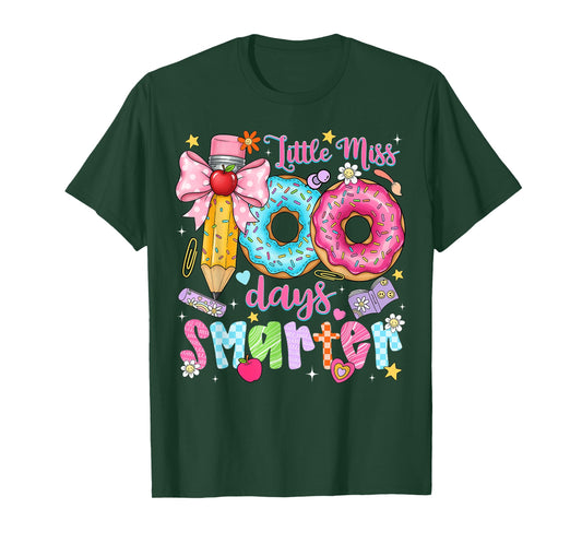 100th Day of School Little Miss 100 Days Smarter Donut Girl T-Shirt