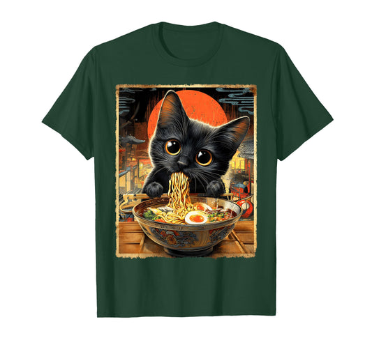 Funny Ramen Cat Noodle Lovers Anime Otaku T-Shirt