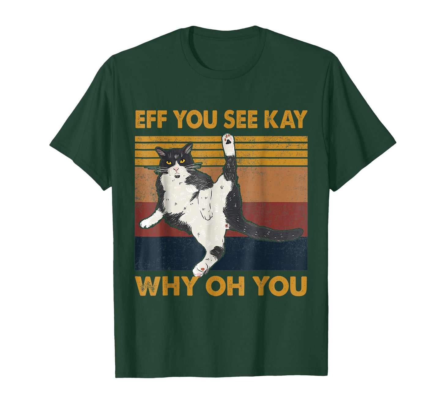 Eff You See Kay Why Oh You Cat Yoga Retro Vintage T-Shirt for Men Women Girls Kids