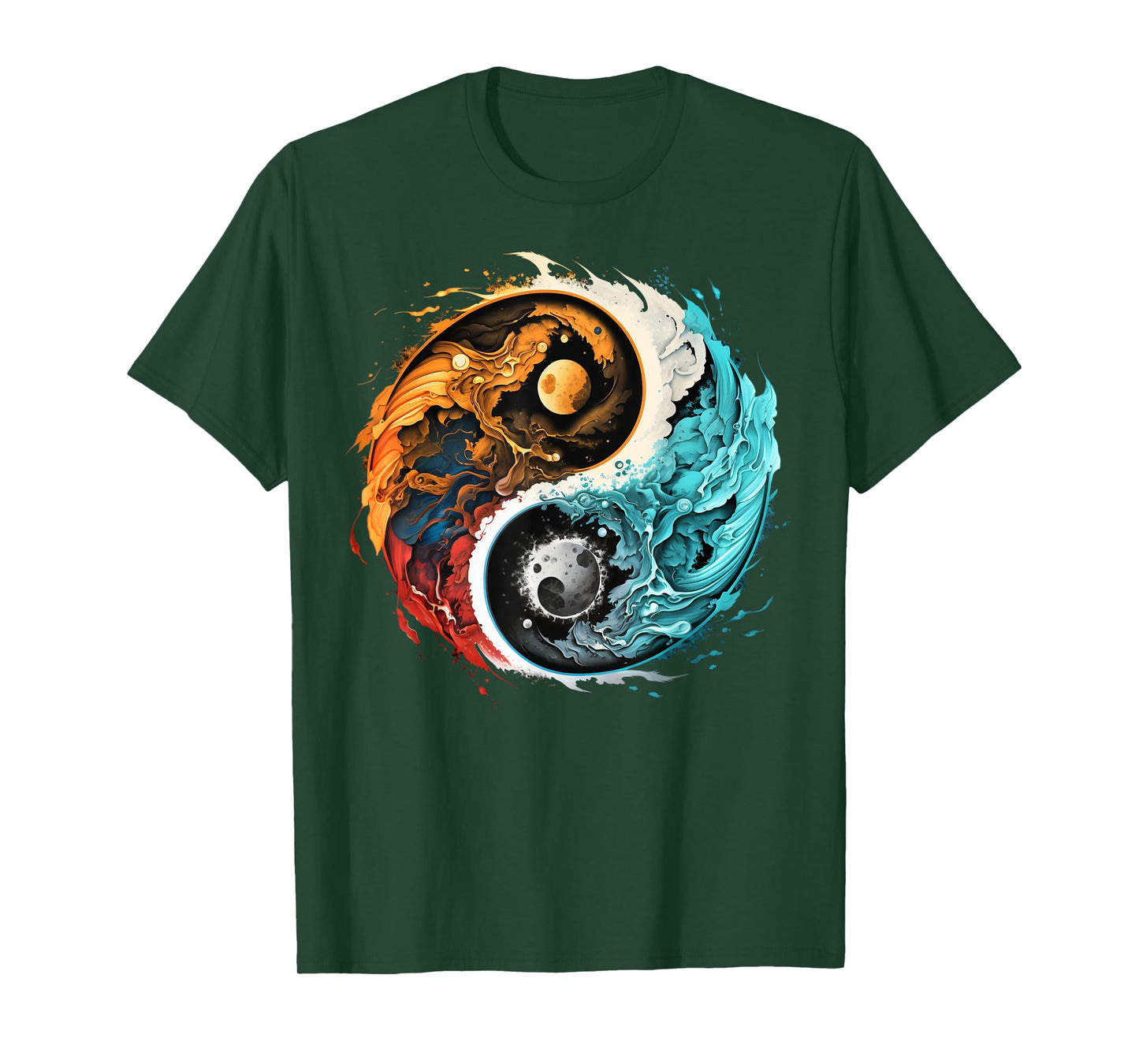 Colorful Taoism Yin Yang Splash on Zen Taijitu Yin Yang T-Shirt