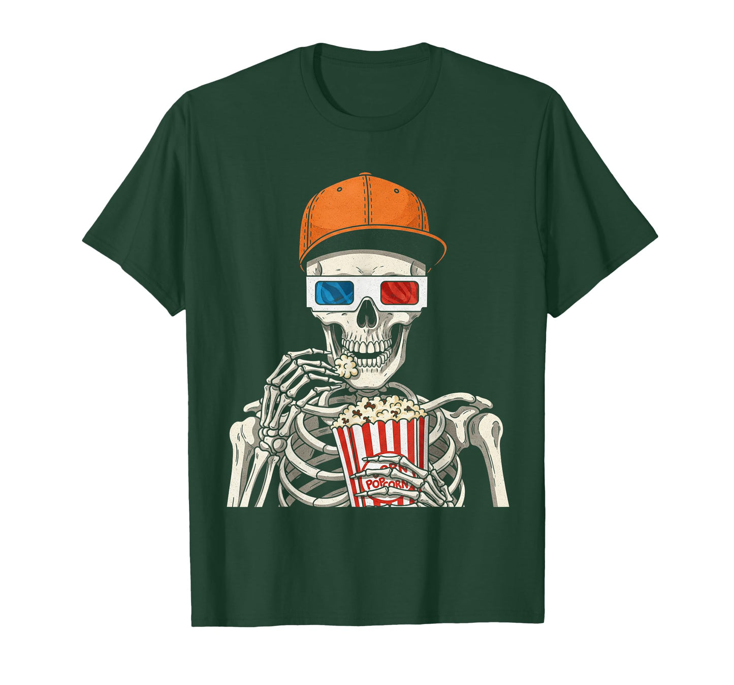 Skeleton Watch Horror Halloween Fun Spooky Skeleton Popcorn T-Shirt