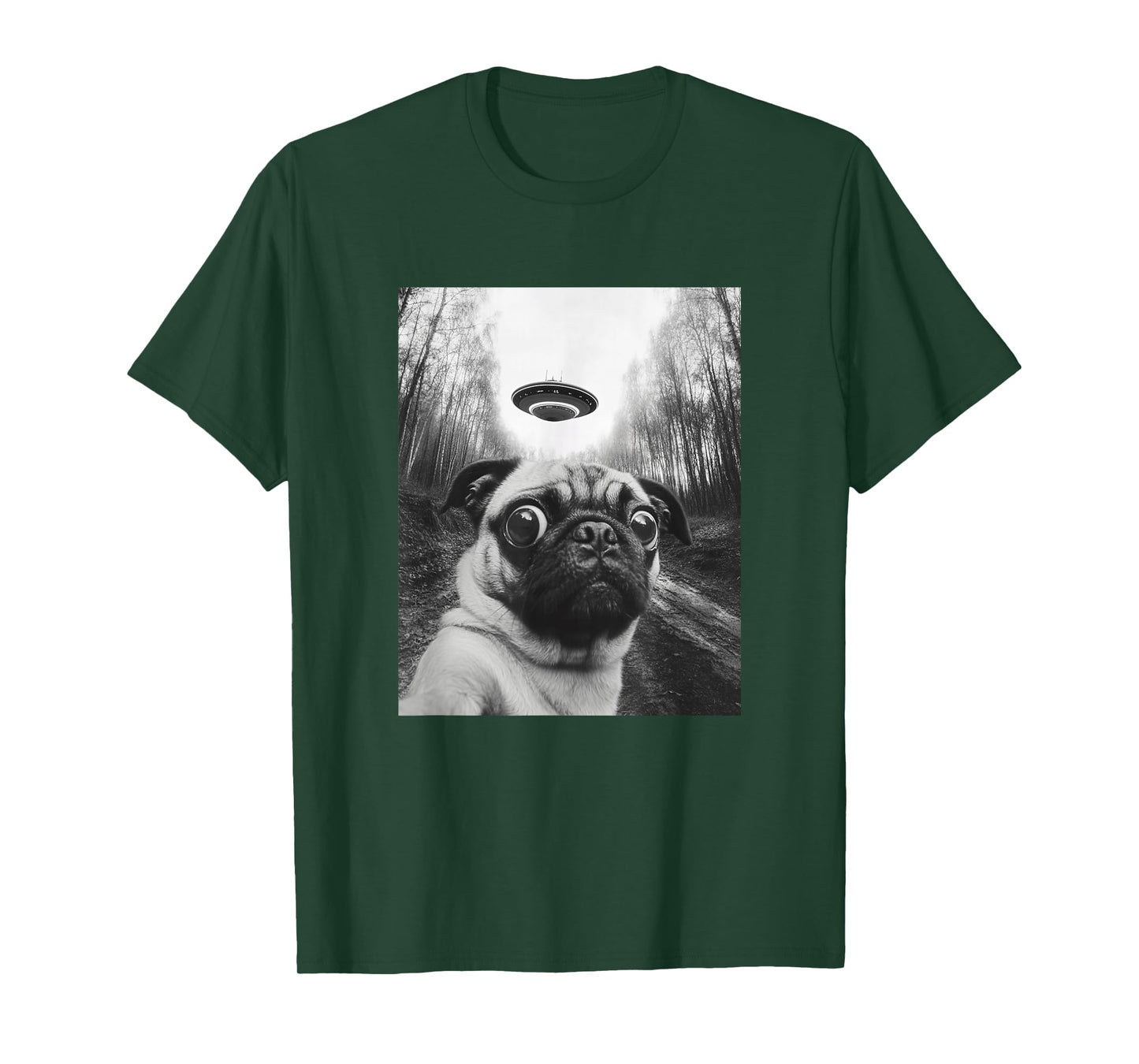 Pug UFO Meme - Funny Pug Selfie with UFO T-Shirt