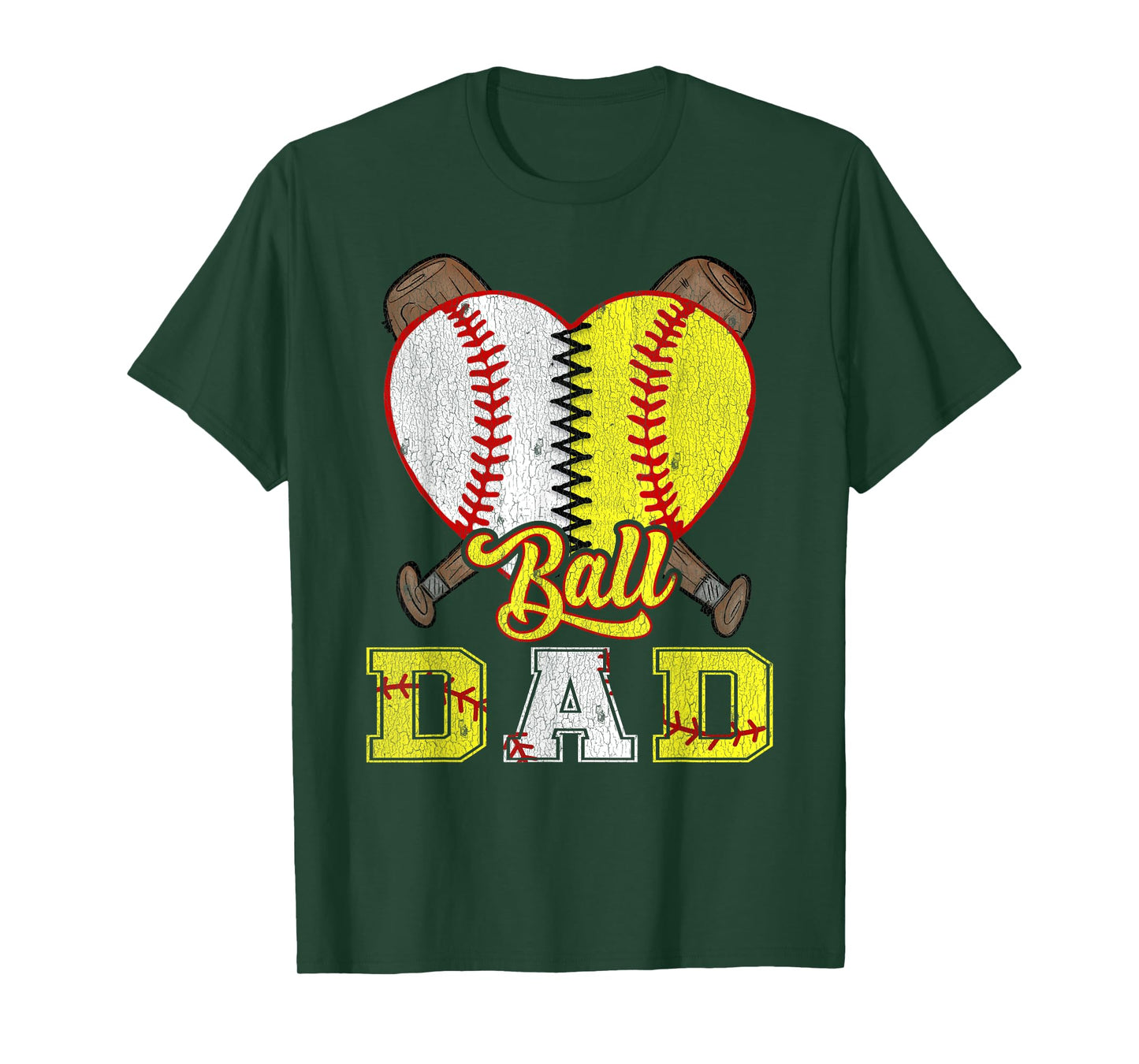 Dad Of Both Ball Dad Half Softball Half Baseball T-Shirt
