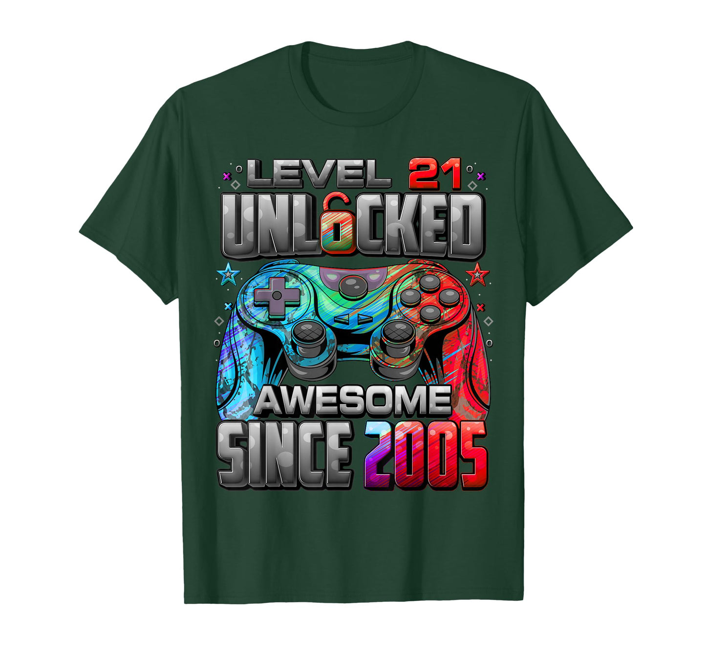 Level 21 Unlocked Awesome Since 2005 21st Birthday Gaming T-Shirt