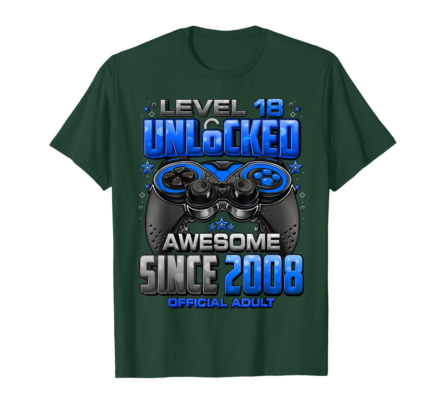 Level 18 Unlocked Awesome Since 2008 18th Birthday Gaming T-Shirt