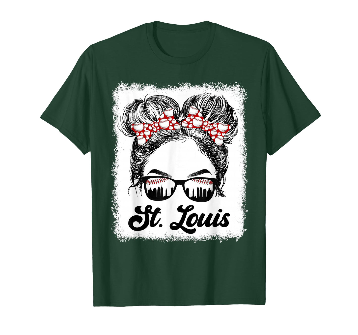 St. Louis Retro Baseball Love Messy Bun Girl Met At Game Day T-Shirt