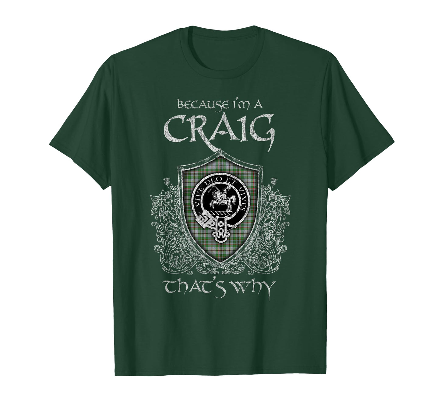 Clan Craig Crest Tartan Celtic Last Name Vinatge T-Shirt
