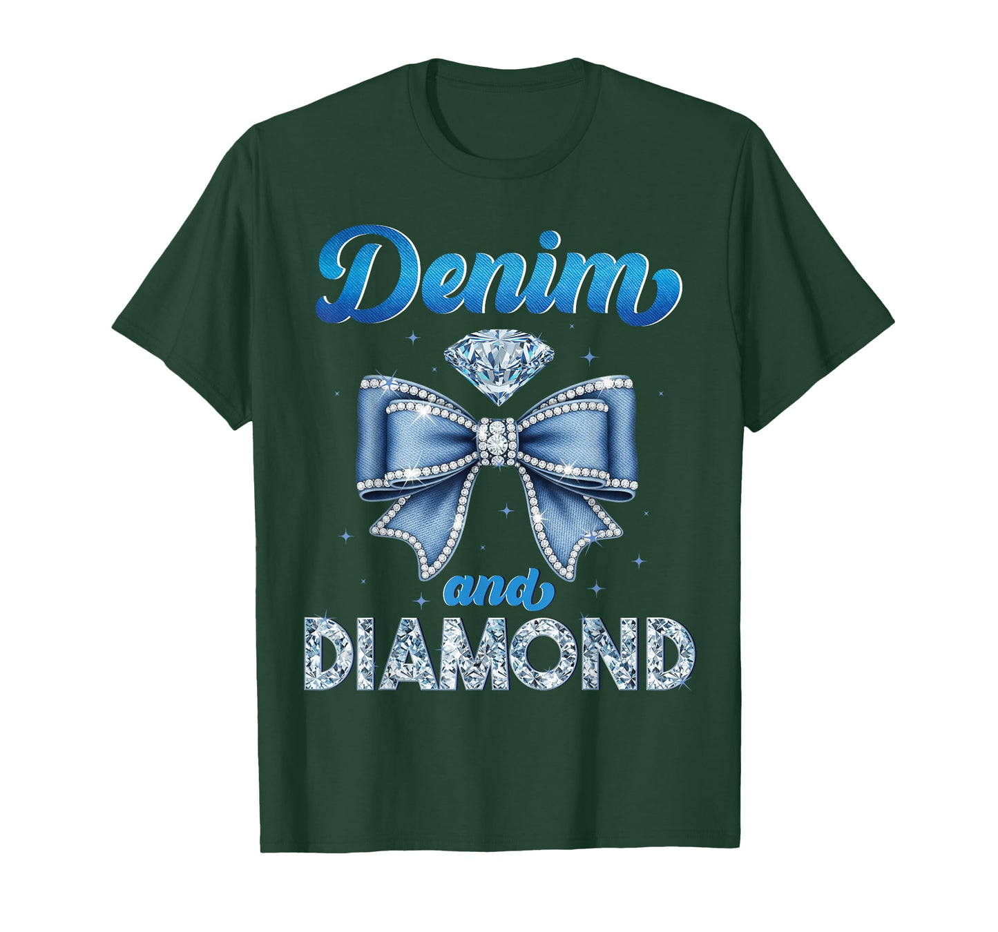 Denim And Diamonds Coquette Bow Ladies Women T-Shirt