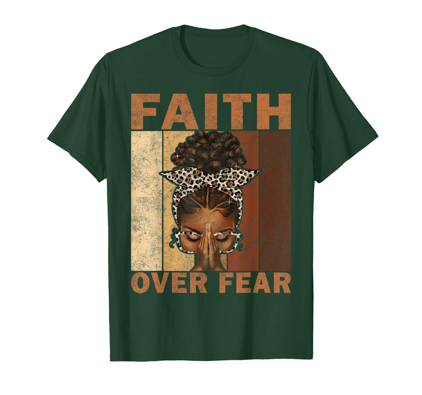 Black Woman Praying Afro African - Faith Over Fear Christian T-Shirt