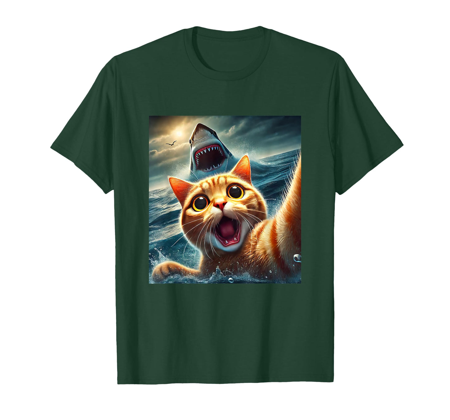 Cat Selfie With Shark Funny T-Shirt