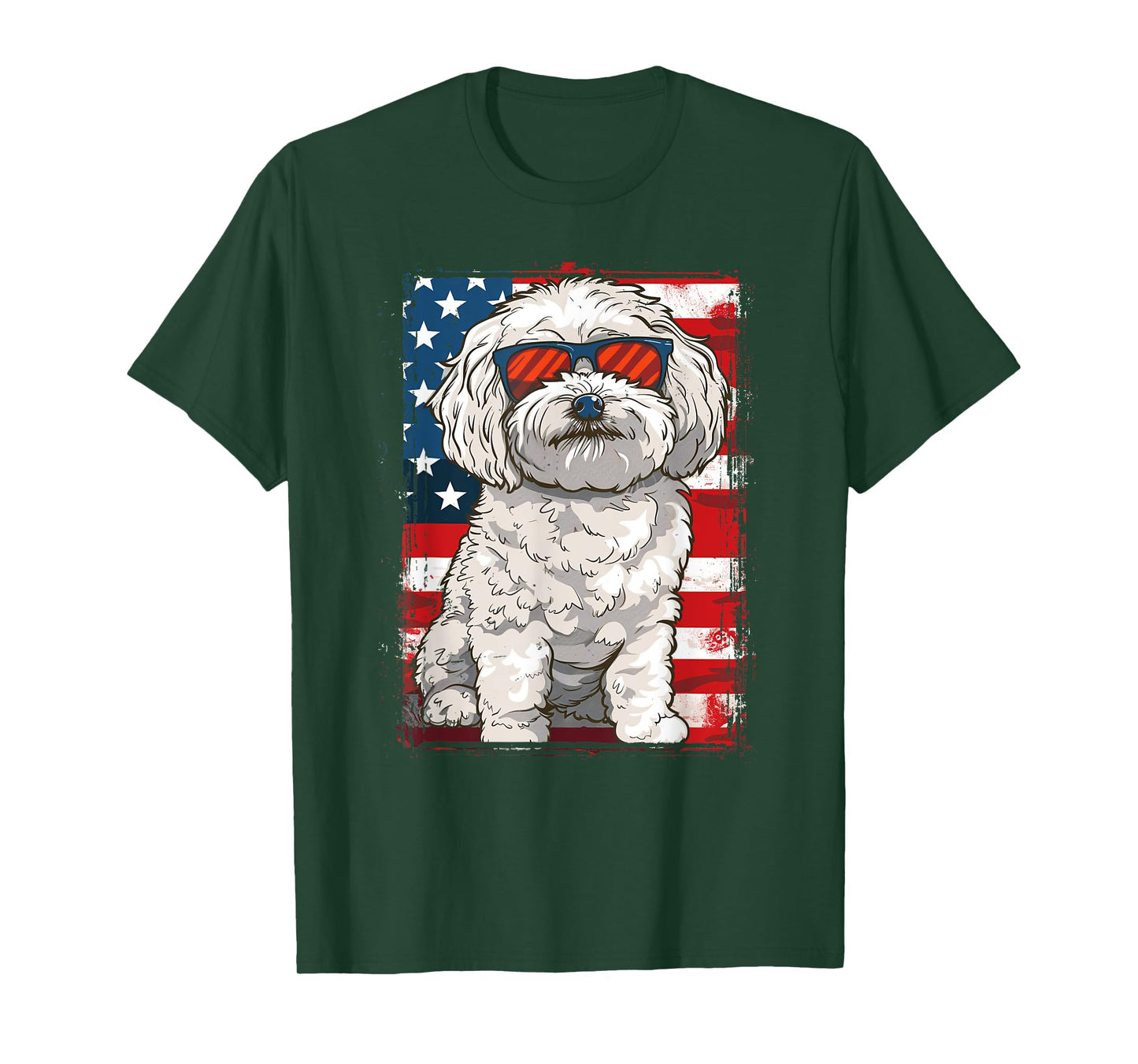 Cavachon Dog 4th July America USA Flag Patriotic T-Shirt