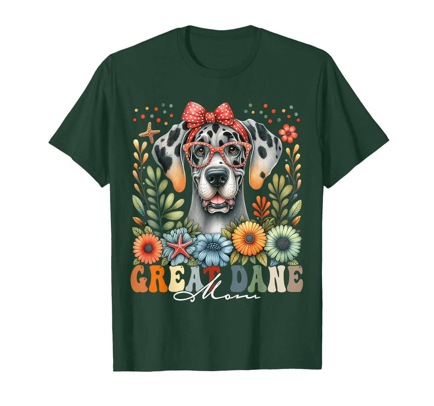 Great Dane Mom Dog Lover Mother's Day Retro Floral Women T-Shirt