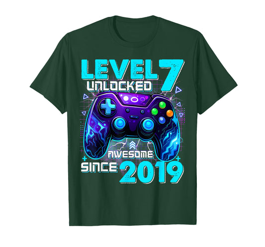 7th Birthday Boy Level 7 Gamer 7 Year Video Game Party T-Shirt