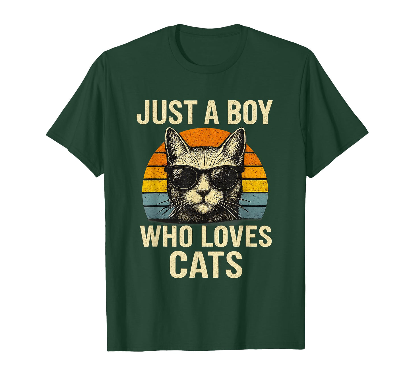 Vintage Just A Boy Who Loves Cats Boy Kid Cat Lover For Boys T-Shirt