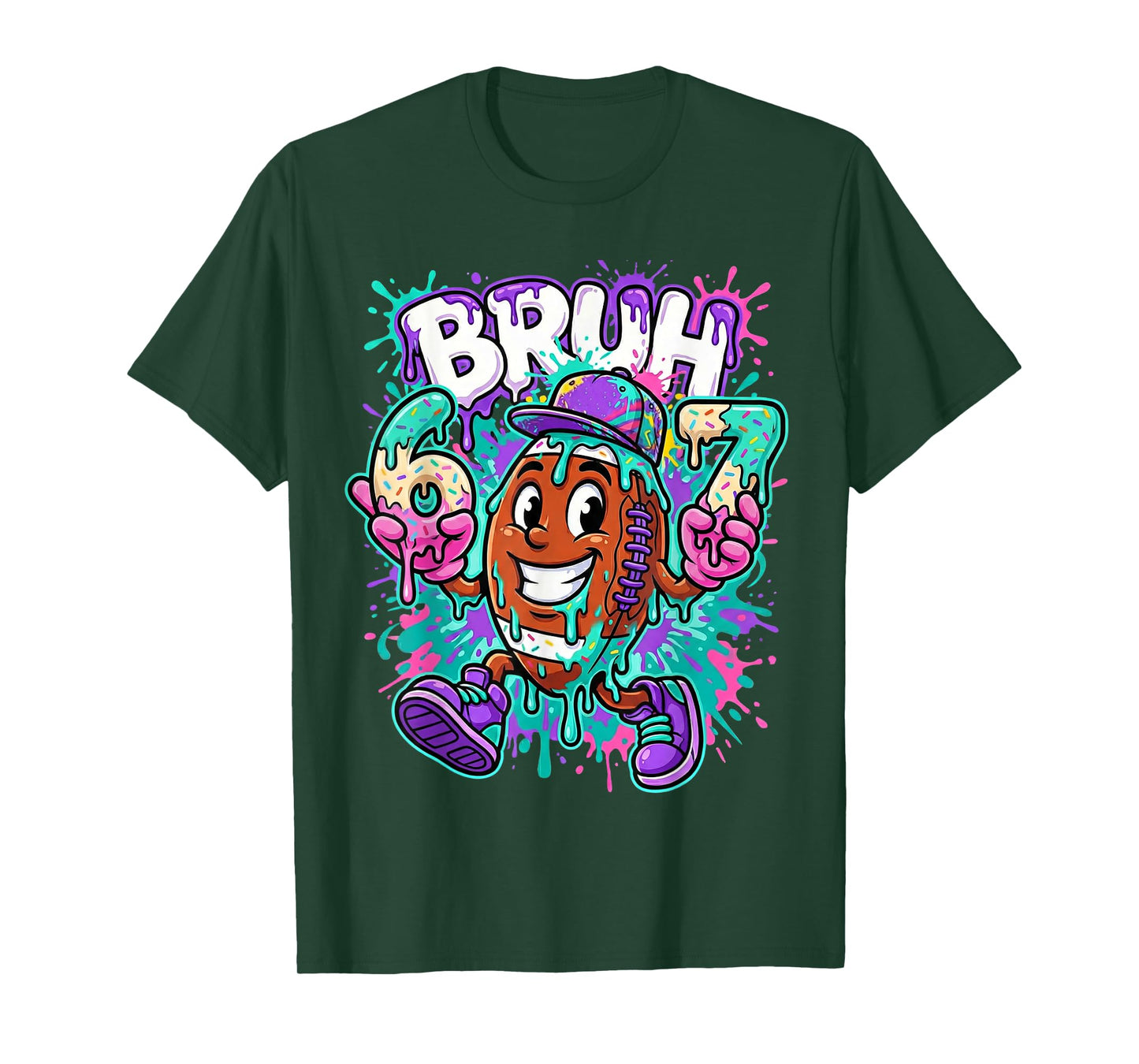 Bruh 67 Football Dripping Ice Cream Drip American Football T-Shirt