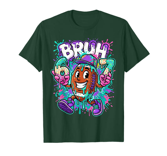 Bruh 67 Football Dripping Ice Cream Drip American Football T-Shirt