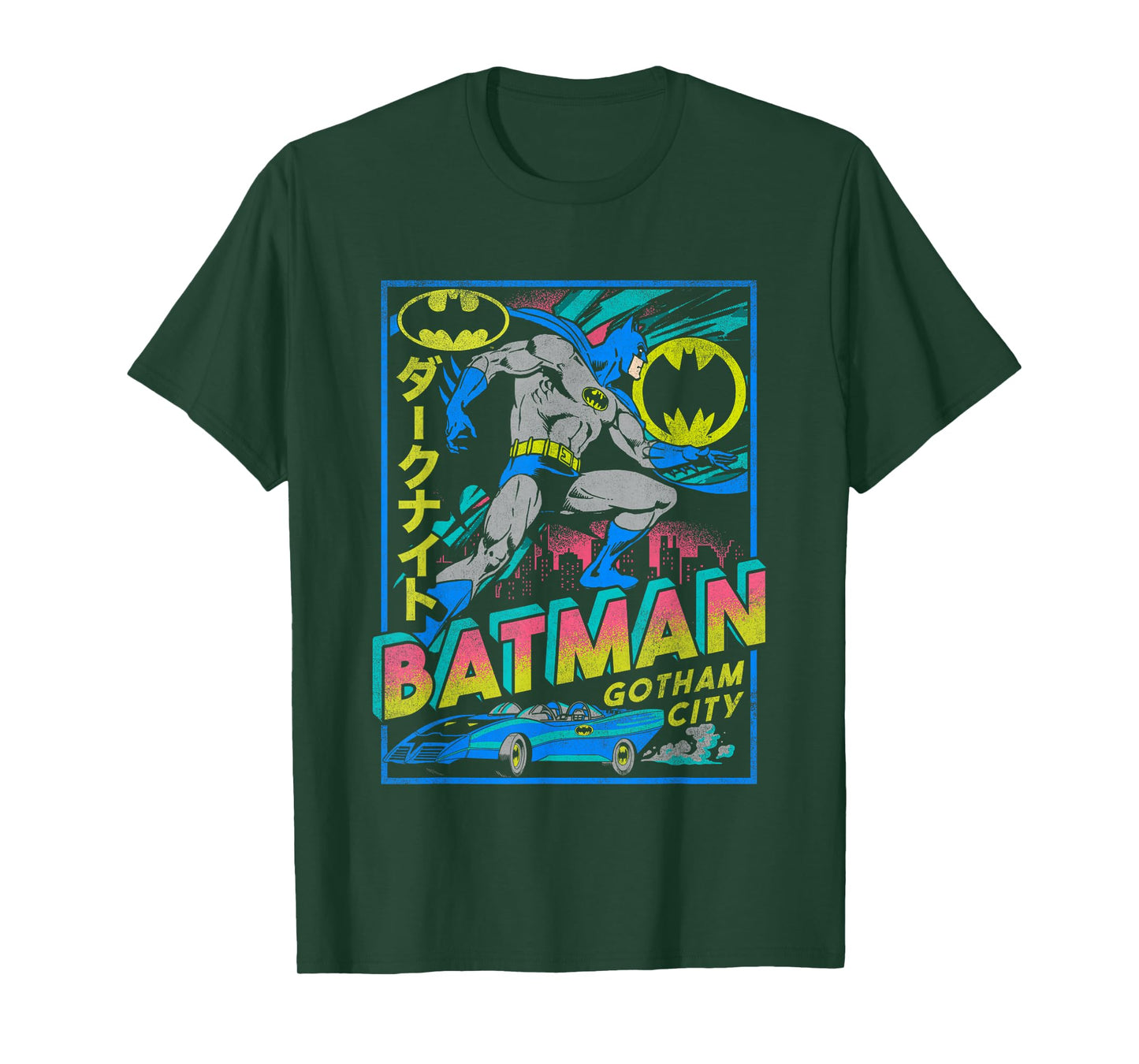 DC Comics Batman Neon Gotham City Kanji Poster T-Shirt