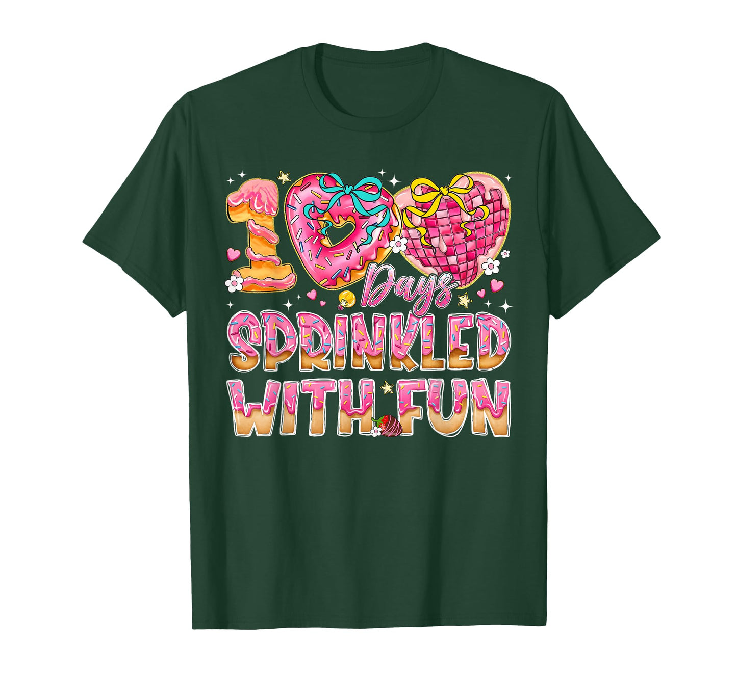 100 Days Sprinkled with Fun Heart Donut Girl Kid Teacher T-Shirt