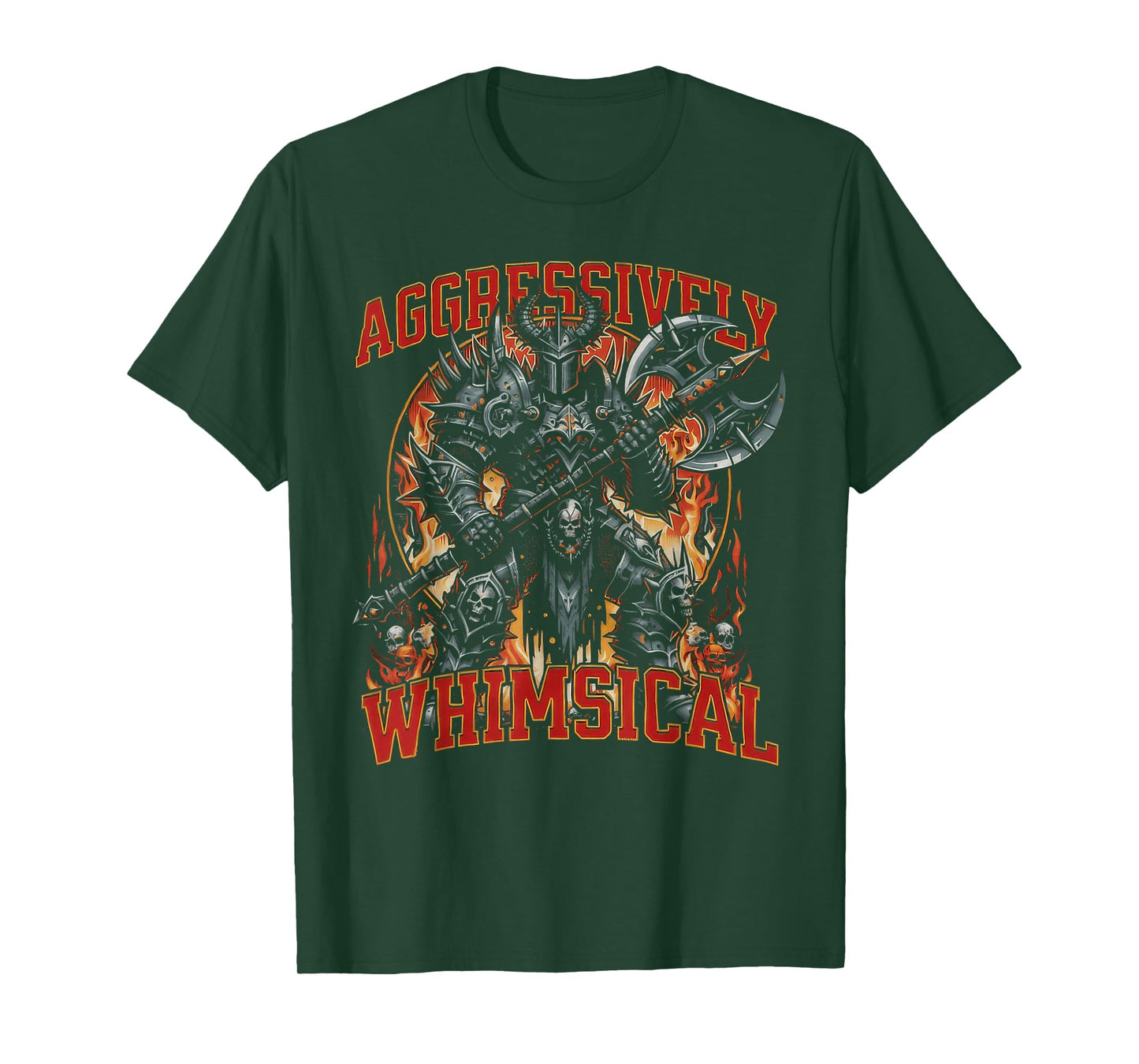 Aggressively Whimsical Dark Fantasy Warrior Battle Design T-Shirt